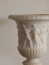 Load image into Gallery viewer, VICKY YAO - Vintage Roman Style Alabaster Look Vase 47cm Classical Stone Sculpture Planter | Antique Greek Relief Urn for Floral Arrangement