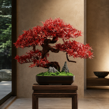 Load image into Gallery viewer, VICKY YAO - Artificial Bonsai Tree Japanese Red Maple Decor Zen Tabletop Sculpture Hotel Lobby Decor Luxury Office Decoration L61xH45cm
