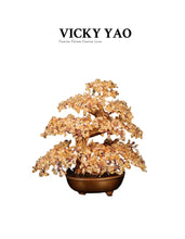 Load image into Gallery viewer, VICKY YAO - Handmade Large Green Real Crystal Bonsai Feng Shui Tree of Success Spiritual Gift Decor Meditation Amethyst Gemstone Tree26x23cm
