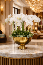 画像をギャラリービューアに読み込む, VICKY YAO Design - Faux White Orchid in Gold Vase Modern Home Decor Arrangement Tall Size H65cm