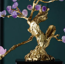 Load image into Gallery viewer, VICKY YAO - Luxury Natural Amethyst Crystal Tree Sculpture, Hand-Carved Solid Brass Bonsai, Handmade High-End Home Decor