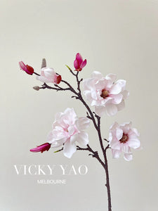 VICKY YAO Design Aesthetic - Exclusive Design Ancient Chinese Flower Pot Natural Touch Artificial Magnolia Floral Art