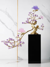 Load image into Gallery viewer, VICKY YAO - Luxury Natural Amethyst Crystal Tree Sculpture, Hand-Carved Solid Brass Bonsai, Handmade High-End Home Decor