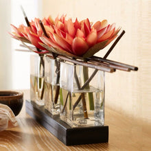 Load image into Gallery viewer, VICKY YAO - Luxury Orange Lotus Floral Arrangement, Modern Centerpiece, Artificial Lotus Flowers, Coastal Home Decor Hotel Lobby Decor