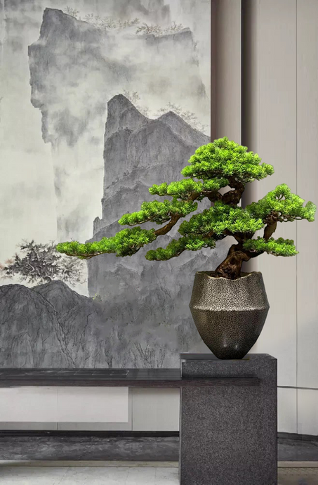 VICKY YAO Design Aesthetic - Exclusive Design Realistic Luxury Restaurant Faux Bonsai Art 78x68cmH