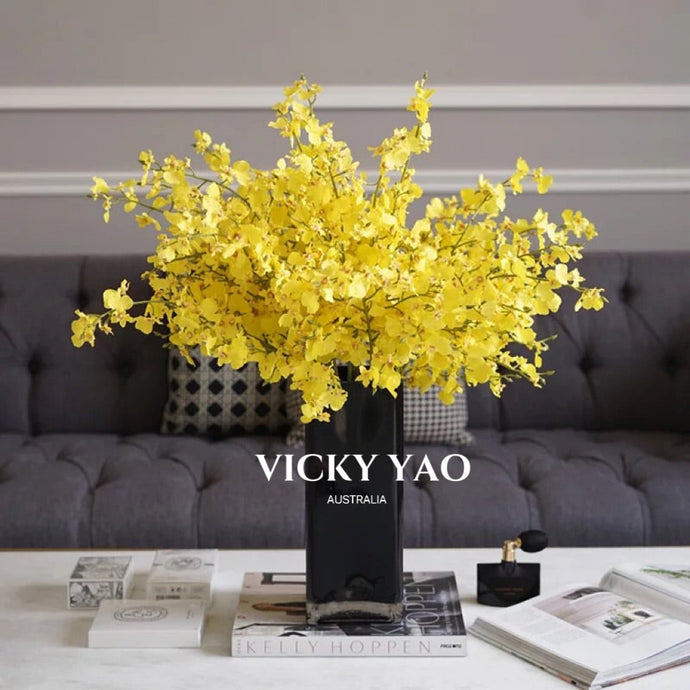 VICKY YAO Design Aesthetic - Exclusive Design Yellow Faux Oncidium Floral Art