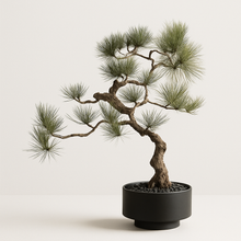 Load image into Gallery viewer, VICKY YAO - Artificial Bonsai Tree Pine with Real Trunk Fake Plant Indoor Decoration, Zen Japanese Home Decor 55x 28 x 68cmH