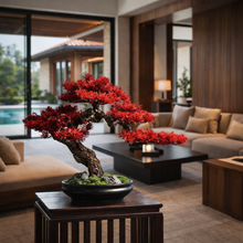 画像をギャラリービューアに読み込む, VICKY YAO - Red Maple Bonsai Tree Sculpture | Artificial Japanese Bonsai Decor | Zen Interior Art | L55×W23×H45cm