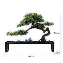 Load image into Gallery viewer, VICKY YAO-Artificial Bonsai Tree Japanese Style Bonsai Faux Pine Tree Zen Garden Decor Home Decor Indoor Sculpture Plant L60xW25xH50