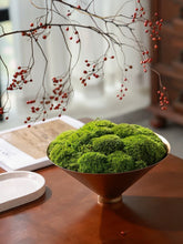 Load image into Gallery viewer, VICKY YAO - Natural Roman Travertine Bowl with Preserved Moss Wabi-Sabi Aesthetic Home Decor | Handmade Zen Art W15xH25cm