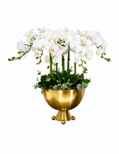画像をギャラリービューアに読み込む, VICKY YAO Design - Faux White Orchid in Gold Vase Modern Home Decor Arrangement Tall Size H65cm