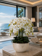画像をギャラリービューアに読み込む, VICKY YAO Design -Bespoke Luxury Floral Design Elegant Shell-Finish Planter with 18 Stem Real Touch Orchid Arrangement W55xH78cm
