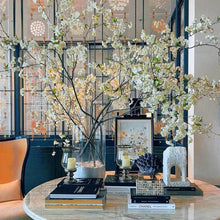 Load image into Gallery viewer, VICKY YAO - Aman Hotel Style Artificial Pear Blossom Arrangement | Luxury White Floral Installation | Modern Minimalist Table Decor