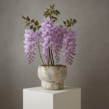 Load image into Gallery viewer, Japanese Wisteria Artificial Flower Arrangement | Handmade Realistic Bonsai Art in Ceramic Pot | VICKY YAO Fine Art Floral Decor