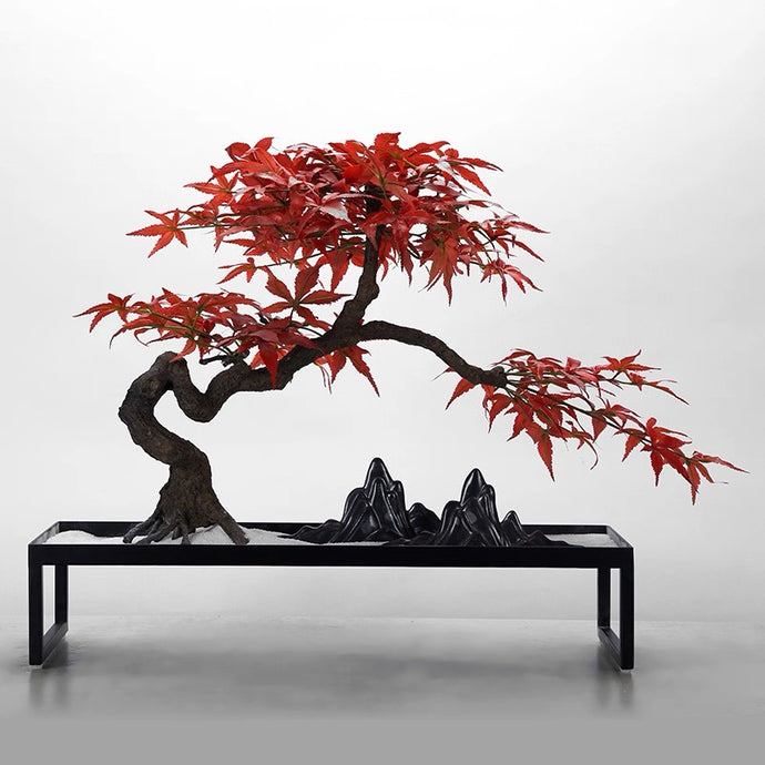 VICKY YAO - Artificial Japanese Maple Bonsai Tree Red Maple Decorative Sculpture for Modern Interior Design