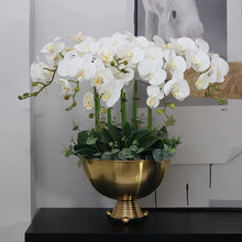 画像をギャラリービューアに読み込む, VICKY YAO Design - Faux White Orchid in Gold Vase Modern Home Decor Arrangement Tall Size H65cm