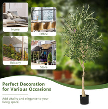 Load image into Gallery viewer, VICKY YAO - Artificial Olive Tree, 182 cm Tall Faux Olive Plant in Cement Pot Potted Olive Silk Tree Fake Greenery Plant for Indoor Home Office