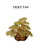 Laden Sie das Bild in den Galerie-Viewer, VICKY YAO - Handmade Large Green Real Crystal Bonsai Feng Shui Tree of Success Spiritual Gift Decor Meditation Amethyst Gemstone Tree26x23cm