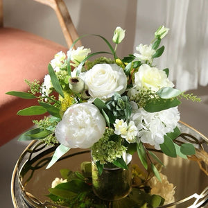 VICKY YAO Faux Floral - Exclusive Design Elegant Nature Artificial White Peony Flower Arrangement