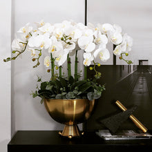 画像をギャラリービューアに読み込む, VICKY YAO Design - Faux White Orchid in Gold Vase Modern Home Decor Arrangement Tall Size H65cm