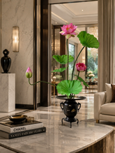 Load image into Gallery viewer, VICKY YAO - Japanese Antique Bronze Lotus Floral Arrangement | Luxury Faux Lotus Sculpture