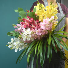 Load image into Gallery viewer, VICKY YAO Design - Yellow Phalaenopsis Orchid Arrangement, 70cm Tall Artificial Flower Bonsai, Luxury Home Décor Floral Sculpture in Pot