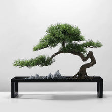 Load image into Gallery viewer, VICKY YAO-Artificial Bonsai Tree Japanese Style Bonsai Faux Pine Tree Zen Garden Decor Home Decor Indoor Sculpture Plant L60xW25xH50