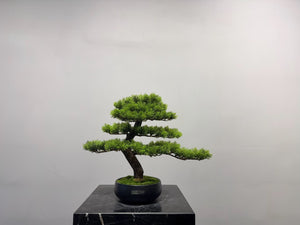 VICKY YAO Faux Bonsai -  Handmade Artificial Juniper Bonsai Art in Realistic Ceramic Pot 39x22x38cmH