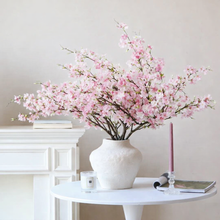 Laden Sie das Bild in den Galerie-Viewer, VICKY YAO - Artificial Pink Cherry Arrangement in White Black Vase H73cm