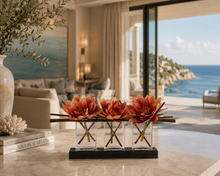 Load image into Gallery viewer, VICKY YAO - Luxury Orange Lotus Floral Arrangement, Modern Centerpiece, Artificial Lotus Flowers, Coastal Home Decor Hotel Lobby Decor