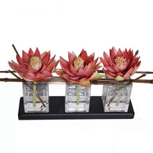 Load image into Gallery viewer, VICKY YAO - Luxury Orange Lotus Floral Arrangement, Modern Centerpiece, Artificial Lotus Flowers, Coastal Home Decor Hotel Lobby Decor