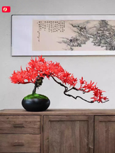 將圖片載入圖庫檢視器 VICKY YAO Design Aesthetic - Handmade Red artificial maple leaf in Realistic Pot Bonsai Art 45 x 21 x 25cmH