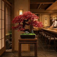 Load image into Gallery viewer, VICKY YAO - Artificial Bonsai Tree Japanese Red Maple Decor Zen Tabletop Sculpture Hotel Lobby Decor Luxury Office Decoration L61xH45cm