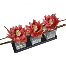 Load image into Gallery viewer, VICKY YAO - Luxury Orange Lotus Floral Arrangement, Modern Centerpiece, Artificial Lotus Flowers, Coastal Home Decor Hotel Lobby Decor