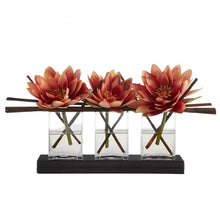 Load image into Gallery viewer, VICKY YAO - Luxury Orange Lotus Floral Arrangement, Modern Centerpiece, Artificial Lotus Flowers, Coastal Home Decor Hotel Lobby Decor