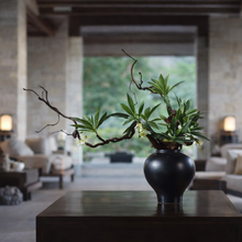 画像をギャラリービューアに読み込む, VICKY YAO Faux Bonsai - Luxury Artificial Bonsai Art in Black Vase – Modern Office Decor Statement Piece L75 x H58cm