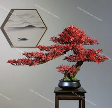 Laden Sie das Bild in den Galerie-Viewer, VICKY YAO Design Aesthetic -  New Arrival Exclusive Design Handmade Japanese Style Red Maple Bonsai Art 55x22x38cm H