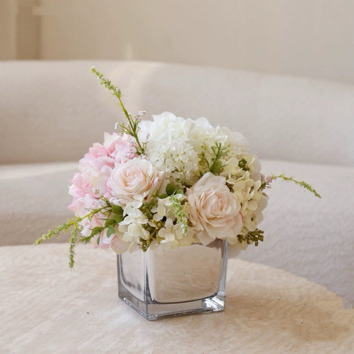 VICKY YAO Design- Natural Elegant Artificial Pink Hydrangea Floral Art & Luxury Fragrance 50ml