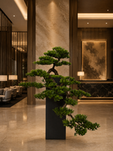 將圖片載入圖庫檢視器 VICKY YAO - Exclusive Design Luxury Handmade Realistic Bonsai Floor Sculpture with Black Pedestal Hotel Style Artificial Bonsai Tree