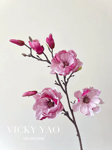 VICKY YAO Design Aesthetic - Exclusive Design Ancient Chinese Flower Pot Natural Touch Artificial Magnolia Floral Art