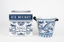 Load image into Gallery viewer, VICKY YAO Design Aesthetic - Oriental Dragon Porcelain Ice Bucket Blue and White Ceramic Cooler