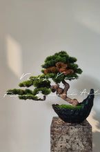 Laden Sie das Bild in den Galerie-Viewer, VICKY YAO Fine Art - Exclusive Design Faux Bonsai Art Aesthetic Realistic Bonsai Tree in Moon Pot 70x55Hcm