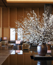 Load image into Gallery viewer, VICKY YAO-Aman Hotel Style Cherry Blossom Arrangement | Luxury Lobby Floral Installation | Large Faux Sakura Tree Art | Japanese Zen Hotel
