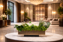 Load image into Gallery viewer, VICKY YAO - Luxury Green Floral Arrangement in Iron &amp; Marble Base – Modern Table Centerpiece for Office, Villa &amp; Hotel Decor