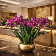 將圖片載入圖庫檢視器 VICKY YAO Design Aesthetic - Exclusive Design Handmade Natural Touch Artificial Cymbidium Orchid Flower Arrangement