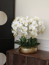 画像をギャラリービューアに読み込む, VICKY YAO Design aesthetic- Best Popular Handmade Exclusive Design Natural Touch Artificial Orchids 8 stems Art In Ceramic Golden Pot