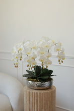 Load image into Gallery viewer, VICKY YAO Design aesthetic- Best Popular Handmade Exclusive Design Natural Touch Artificial Orchids Art In Ceramic Golden Pot