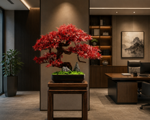 Load image into Gallery viewer, VICKY YAO - Artificial Bonsai Tree Japanese Red Maple Decor Zen Tabletop Sculpture Hotel Lobby Decor Luxury Office Decoration L61xH45cm