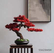 画像をギャラリービューアに読み込む, VICKY YAO - Red Maple Bonsai Tree Sculpture | Artificial Japanese Bonsai Decor | Zen Interior Art | L55×W23×H45cm