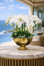 画像をギャラリービューアに読み込む, VICKY YAO Design - Faux White Orchid in Gold Vase Modern Home Decor Arrangement Tall Size H65cm